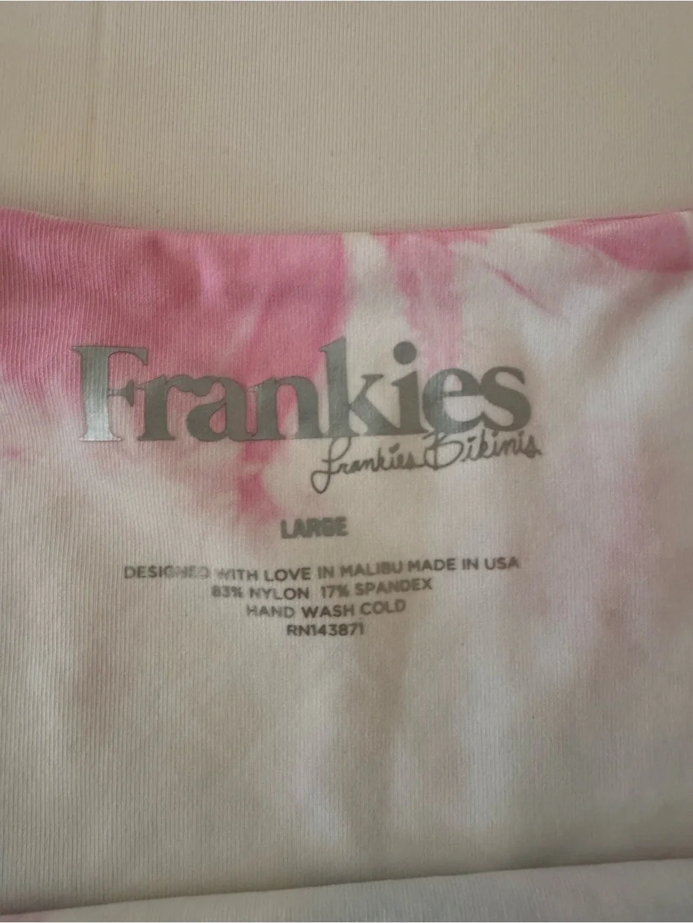 Frankie’s Bikinis Tie-Dye Two Piece Bikini High-Cut - Pink/Blue size L